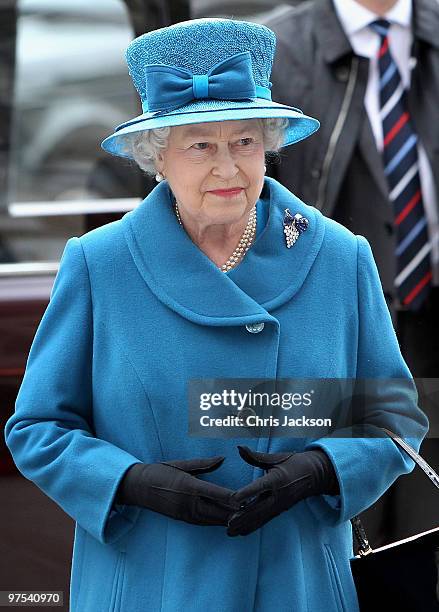 Queen Elizabeth II arrives at the Commonwealth Observance Service at Westminster Abbey on March 8, 2010 in London, England.