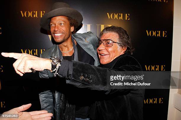 Gary Dourdan and Roberto Cavalli attends the Turkish Vogue Edition Launch Party at Hotel Crillon on March 7, 2010 in Paris, France.