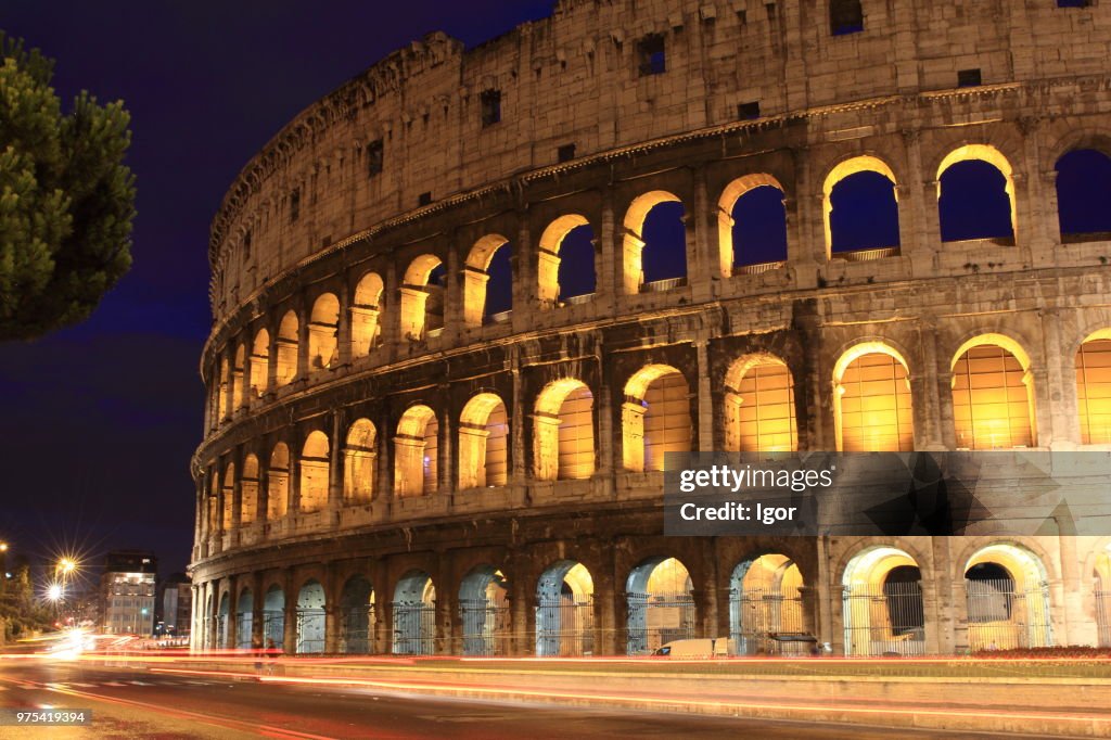 Colosseum at night, Rome, Lazio, Italy
