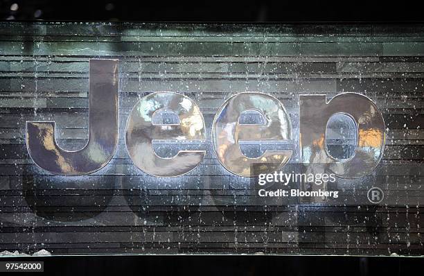 Jeep logo is seen prior to the official opening of the Geneva International Motor Show in Geneva, Switzerland, on Monday, March 1, 2010. The Geneva...