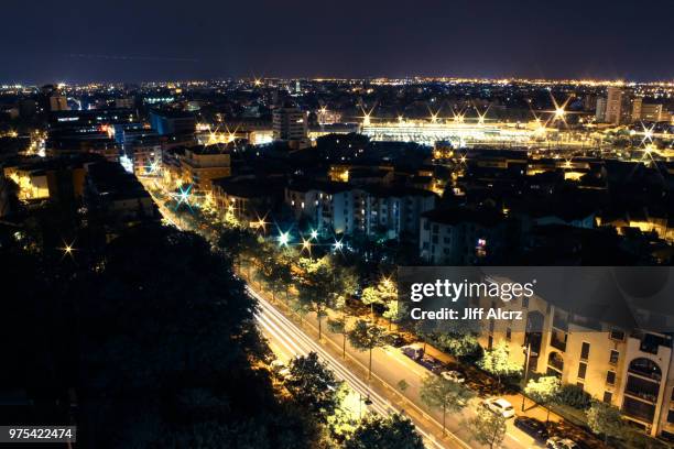 toulouse by night - toulouse aerial stock pictures, royalty-free photos & images