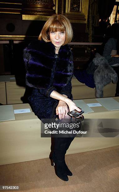 Anna Wintour attends the Stella McCartney Ready to Wear show as part of the Paris Womenswear Fashion Week Fall/Winter 2011 at Opera Garnier on March...