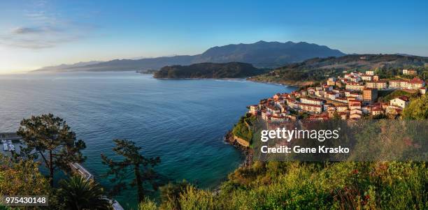 sunrise over the village of lastres - lastres stock pictures, royalty-free photos & images