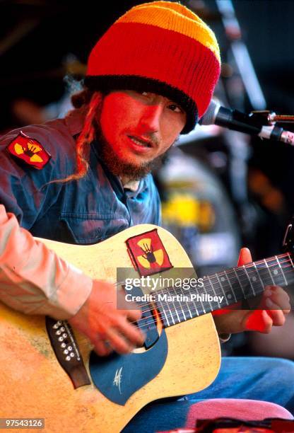 The John Butler Trio perform on stage at Falls Festival on 30th December 2000 in Lorne, Australia.