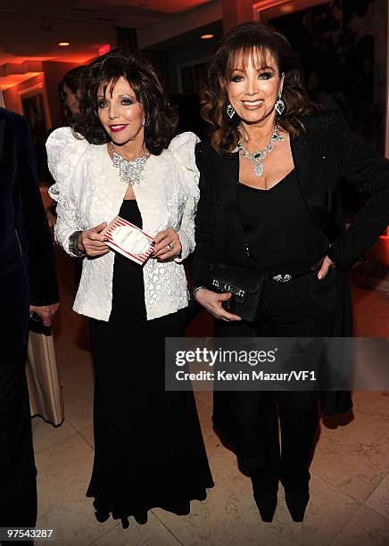 Actress Joan Collins and author Jackie Collins attend the 2010 Vanity Fair Oscar Party hosted by Graydon Carter at the Sunset Tower Hotel on March 7,...