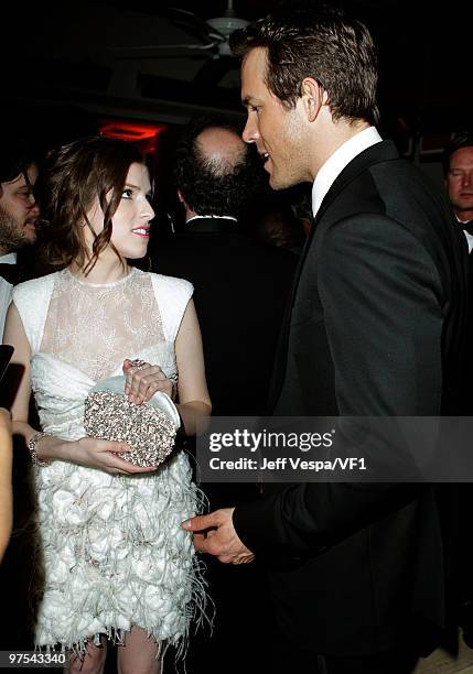 Anna Kendrick and Ryan Reynolds attend the 2010 Vanity Fair Oscar Party hosted by Graydon Carter at the Sunset Tower Hotel on March 7, 2010 in West...