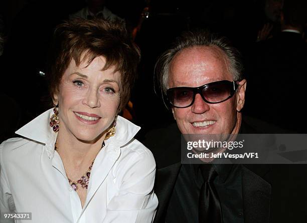 Actors Jane Fonda and Peter Fonda attends the 2010 Vanity Fair Oscar Party hosted by Graydon Carter at the Sunset Tower Hotel on March 7, 2010 in...