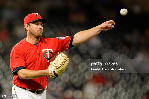 Zach Duke of the Minnesota Twins throws to first base against the Chicago White Sox during game two of a doubleheader on June 5, 2018 at Target Field...