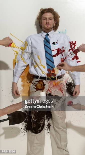 stain man - stained shirt stock pictures, royalty-free photos & images