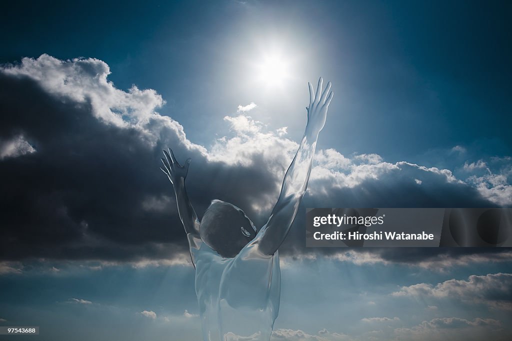 Invisible man who is breathing deeply