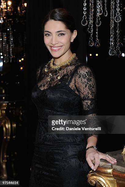 Caterina Murino attends the Dolce & Gabbana Milan Fashion Week Autumn/Winter 2010 show on February 28, 2010 in Milan, Italy.