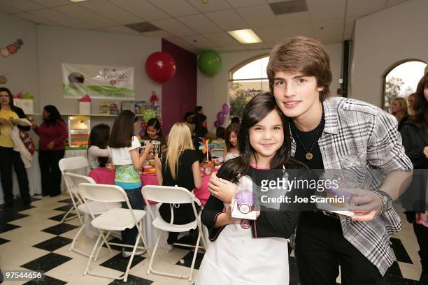 Bailee Madison and Gregg Sulkin attend the Polkatots Cupcakes celebrity launch party honoring children from Camp Ronald McDonald, Starlight...