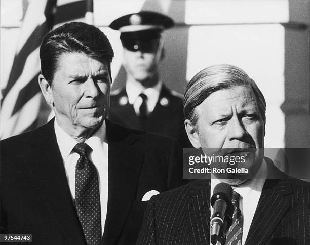 Ronald Reagan and West German Chancellor Helmut Schmidt