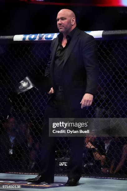 President Dana White looks on during the UFC 225: Whittaker v Romero 2 event at the United Center on June 9, 2018 in Chicago, Illinois.