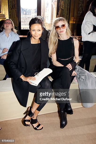 Thandie Newton and Laura Bailey attend the Stella McCartney Ready to Wear show as part of the Paris Womenswear Fashion Week Fall/Winter 2011 at Opera...
