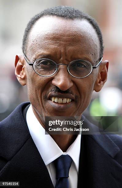 Rwandan President Paul Kagame arrives at the Commonwealth Observance Service at Westminster Abbey on March 8, 2010 in London, England.