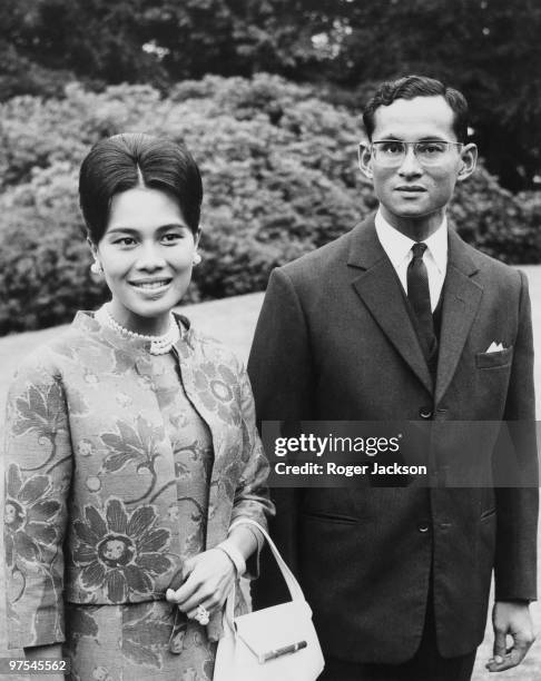 King Bhumibol and Queen Sirikit of Thailand at King's Beeches, their private residence in Sunninghill, Berkshire, 27th July 1966.