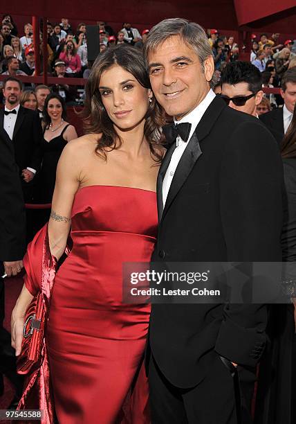 Actor George Clooney and Elisabetta Canalis arrive at the 82nd Annual Academy Awards held at the Kodak Theatre on March 7, 2010 in Hollywood,...