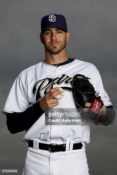Jon Garland of the San Diego Padres poses during photo media day at the Padres spring training complex on February 27, 2010 in Peoria, Arizona.