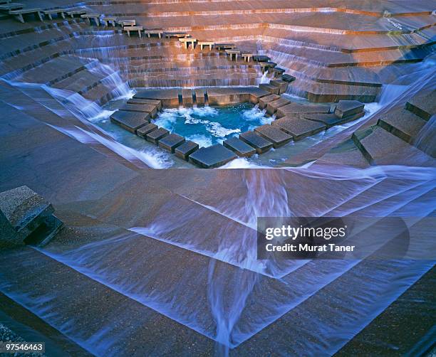 water flowing at a fountain - fort worth fotografías e imágenes de stock