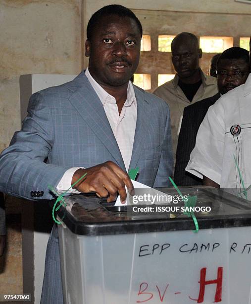 Togo�s outgoing president Faure Gnassingbe, son of general Gnassingbe Eyadema and candidate of the Rassemblement du Peuple Togolais , casts his vote...