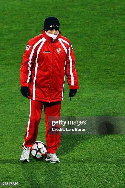 Head coach Cesare Prandelli is seen during a AFC Fiorentina training session at Artemio Franchi Stadium on March 8, 2010 in Florence, Italy....