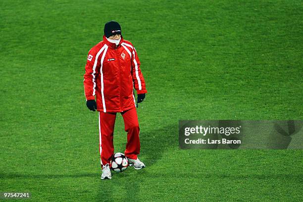 Head coach Cesare Prandelli is seen during a AFC Fiorentina training session at Artemio Franchi Stadium on March 8, 2010 in Florence, Italy....