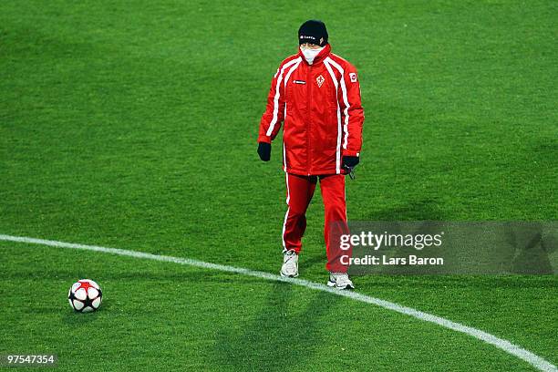 Head coach Cesare Prandelli is seen during a AFC Fiorentina training session at Artemio Franchi Stadium on March 8, 2010 in Florence, Italy....