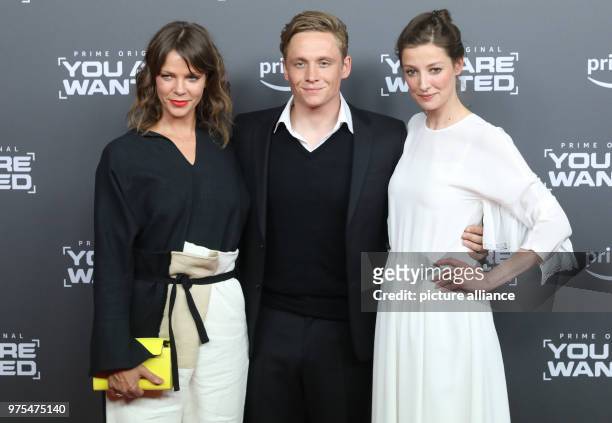 May 2018, Germany, Berlin: The actors Jessica Schwarz , Matthias Schweighoefer and Alexandra Maria Lara arrving at the premiere of the second season...