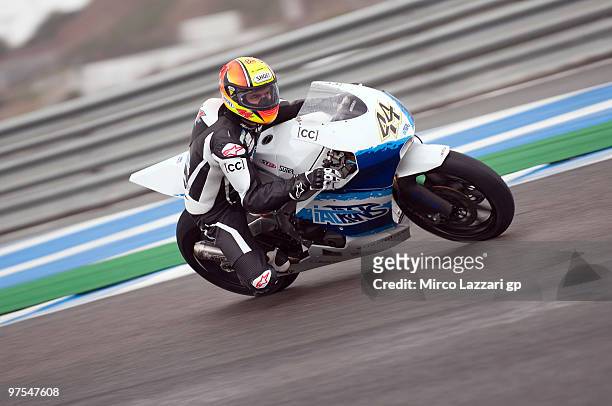 Roberto Rolfo of Italy and Italtrans S.T.R. Rounds the bend during the third day of testing at Circuito de Jerez on March 8, 2010 in Jerez de la...