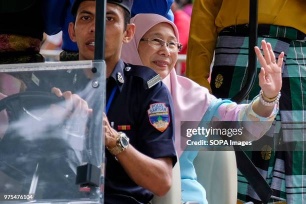 Malaysian Deputy Prime Minister Dr Wan Azizah seen in a buggy car at Pakatan Harapan government Aidilfitri open house held at Seri Perdana official...