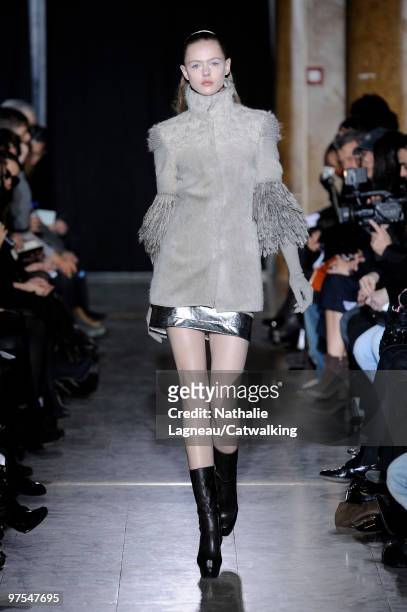 Model walks down the runway during the Costume National fashion show, part of Paris Fashion Week on March 7, 2010 in Paris, France.