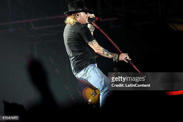 Axl Rose ,of the US band Gun's Roses, performs during their concert part of the Chinese Democracy Tour at the Mane Garrincha Stadium on March 7, 2010...