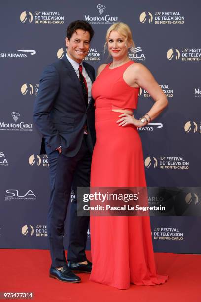 Ioan Gruffudd and Alice Evans attend the opening ceremony of the 58th Monte Carlo TV Festival on June 15, 2018 in Monte-Carlo, Monaco.