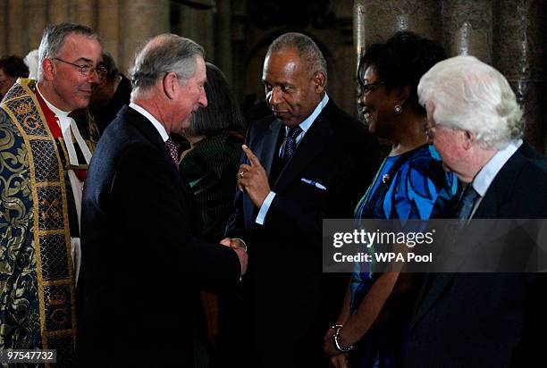 Prince Charles, Prince of Wales chats with the Prime Minister of Trinidad and Tobago Patrick Manning and his wife Hazel as they attend the annual...