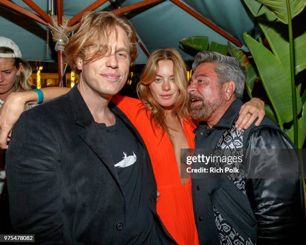 Editor in Chief of Flaunt Magazine, Matthew Bedard, model Camille Rowe and Luis Barajas attend an event where Flaunt Presents a private screening of...