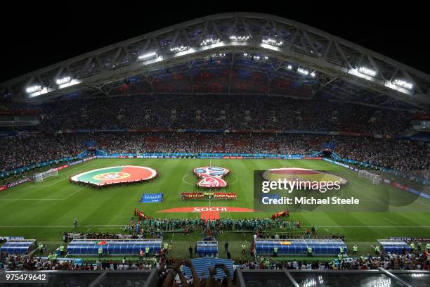 General view inside the stadium ahead of the 2018 FIFA World Cup Russia group B match between Portugal and Spain at Fisht Stadium on June 15, 2018 in...