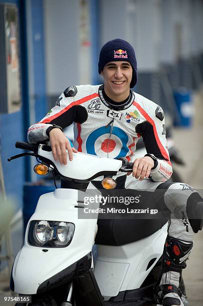 Luis Salom of Spain and Lambretta Reparto Corse smiles during the third day of testing at Circuito de Jerez on March 8, 2010 in Jerez de la Frontera,...