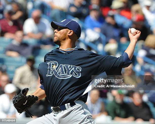 David Price of the Tampa Bay Rays pitches against the New York Yankees March 5, 2010 at the George M. Steinbrenner Field in Tampa, Florida.
