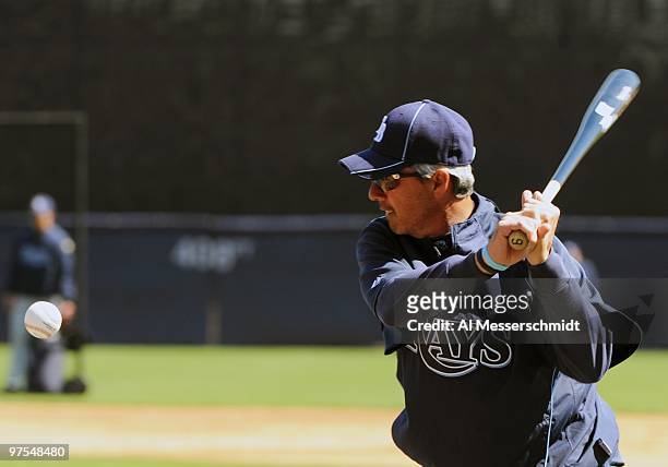 Coach Tom Foley of the Tampa Bay Rays at batting practice before play against the New York Yankees March 5, 2010 at the George M. Steinbrenner Field...