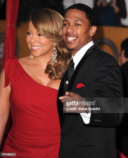 Singer Mariah Carey and Actor Nick Cannon attends the 16th Annual Screen Actors Guild Awards at The Shrine Auditorium on January 23, 2010 in Los...