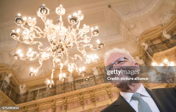 May 2018, Germany, Stuttgart: Winfried Kretschmann , premier of Baden-Wuerttemberg, pictured during a reception markinghis 70th birthday at the Neues...