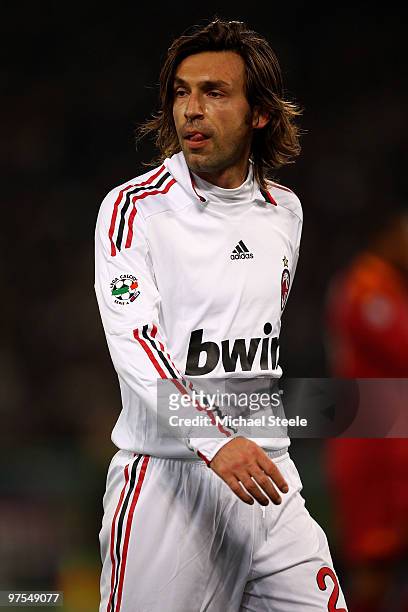 Andrea Pirlo of Milan during the Serie A match between AS Roma and AC Milan at Stadio Olimpico on March 6, 2010 in Rome, Italy.