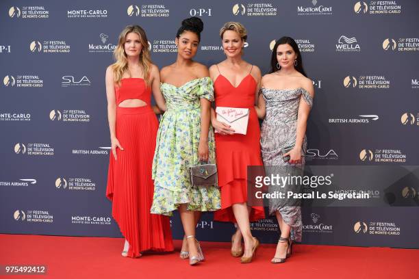 Meghann Fahy,Aisha Dee,Melora Hardin and Katie Stevens attend the opening ceremony of the 58th Monte Carlo TV Festival on June 15, 2018 in...