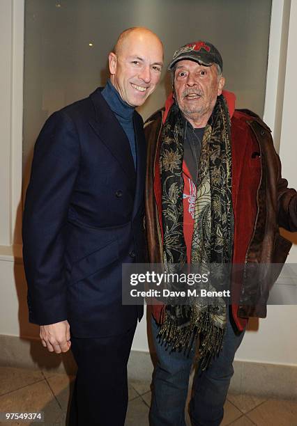 Dylan Jones and David Bailey attend the launch of the new selling exhibition 'Pure Sixties. Pure Bailey' showcasing photographs taken by David...