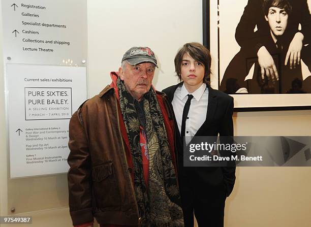 David Bailey and Sascha Bailey attend the launch of the new selling exhibition 'Pure Sixties. Pure Bailey' showcasing photographs taken by David...