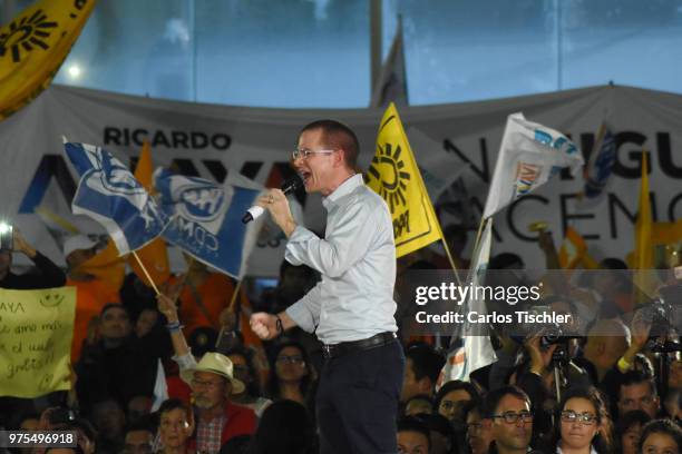 Ricardo Anaya, Presidential candidate for Mexico to the Front Coalition speaks during a Civic Gathering as part of Ricardo Anaya's election campaign...