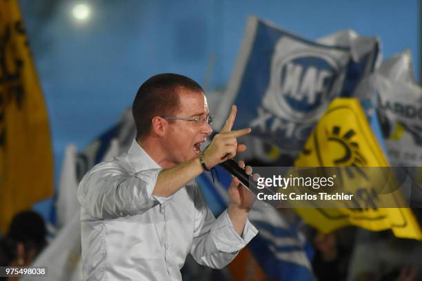 Ricardo Anaya, Presidential candidate for Mexico to the Front Coalition speaks during a Civic Gathering as part of Ricardo Anaya's election campaign...