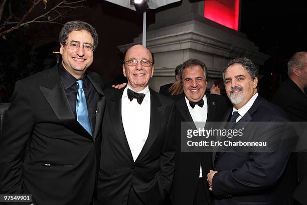 Fox' Tom Rothman, News Corp's Rupert Murdoch, Fox' Jim Gianopulos and Jon Landau at 20th Century Fox - Fox Searchlight Pictures Oscar Party on March...