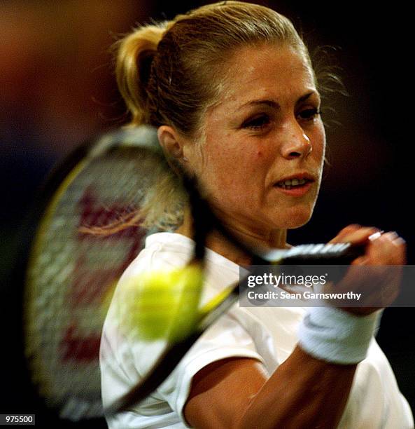 Amanda Coetzer from South Africa in action against Nicole Pratt of Australia during the Hopman Cup Tennis tournament in Perth, Western Australia....